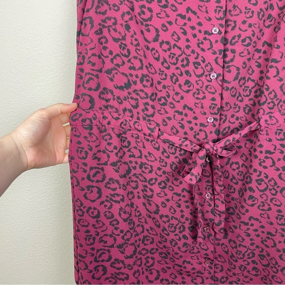 A New Day Women's Medium Long Sleeve Shirt Dress Animal Print Red Office Career - Picture 7 of 15